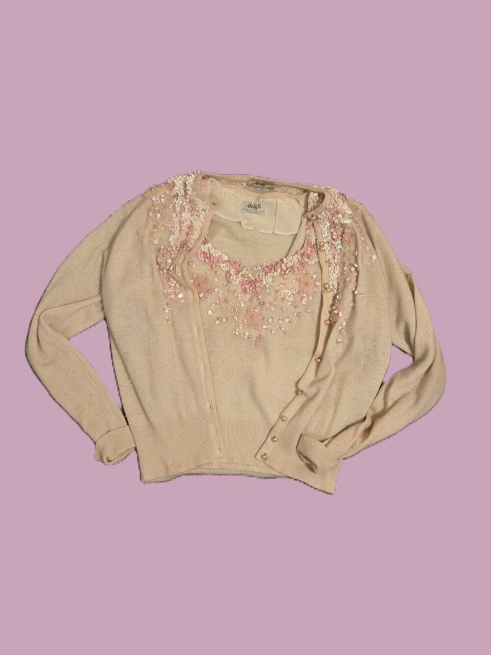 HELFT'S BEVERLY HILLS HOTEL VINTAGE TWIN SWEATER SET - BEADED